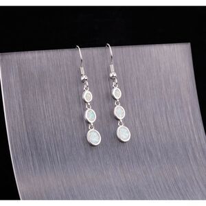 Fire White Opal Earrings